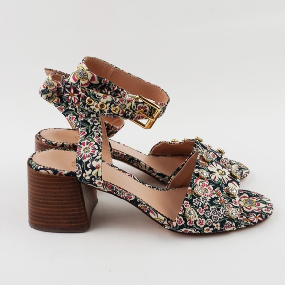 New JCREW Size 6.5 Block Heel Sandals with Gemstones in Liberty Floral - Picture 7 of 8